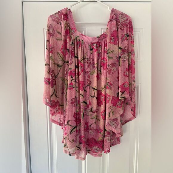 Lane Bryant Pink Floral Pullover Flowy Lined Blouse Size 18-20 - Picture 5 of 11